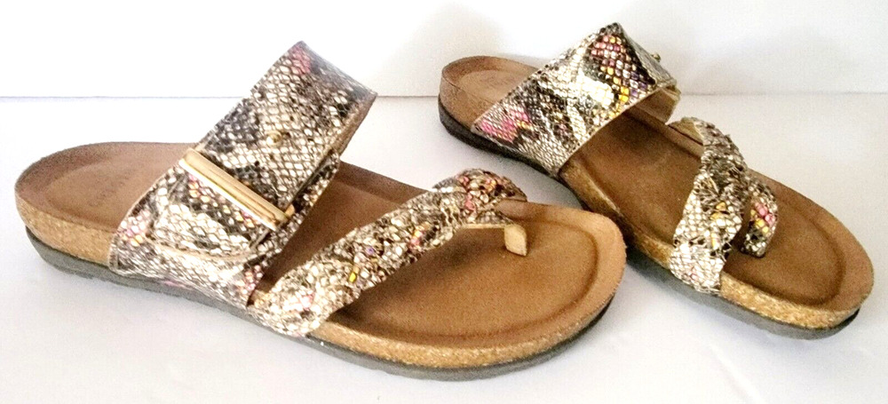 Earth Origins Animal Print Comfort Sandals Toe Loop Size 7